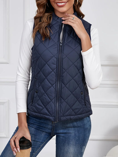 Gilet matelassé élégant sans manches pour femme – Vêtement léger d’extérieur