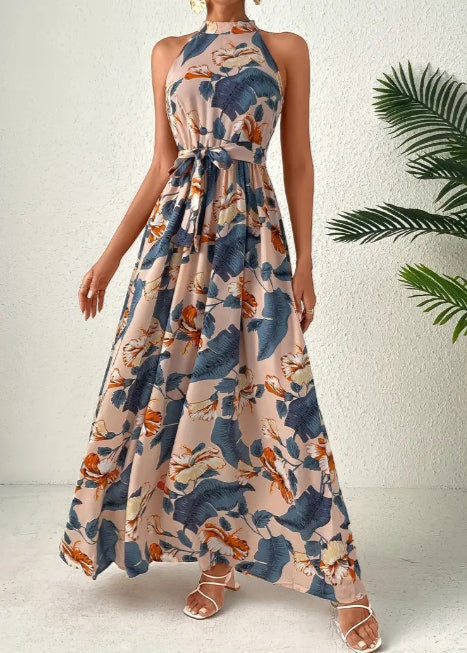 Femme Élégante Bohème à Décolleté Halter Été Robe Maxi – Légère, Flatteuse