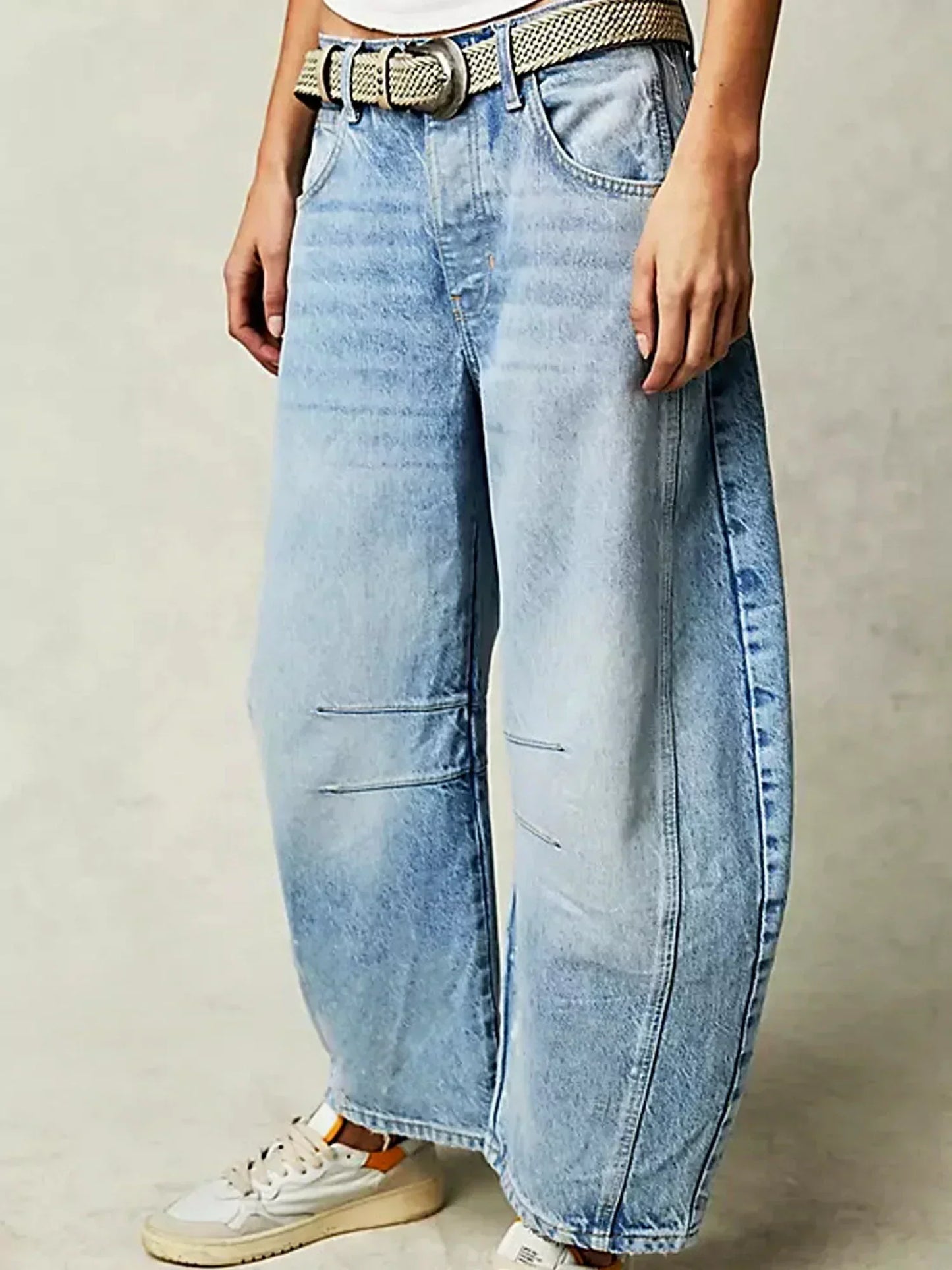 Jean Taille Haute Tendance pour Femme – Pantalon en Denim Large et Unique