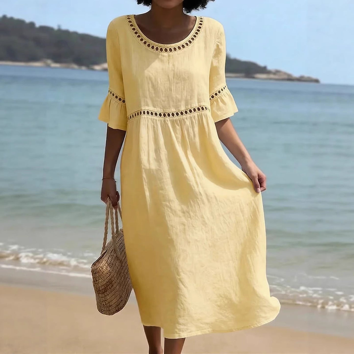 Robe midi femme ventre floute - Elegante et flatteuse