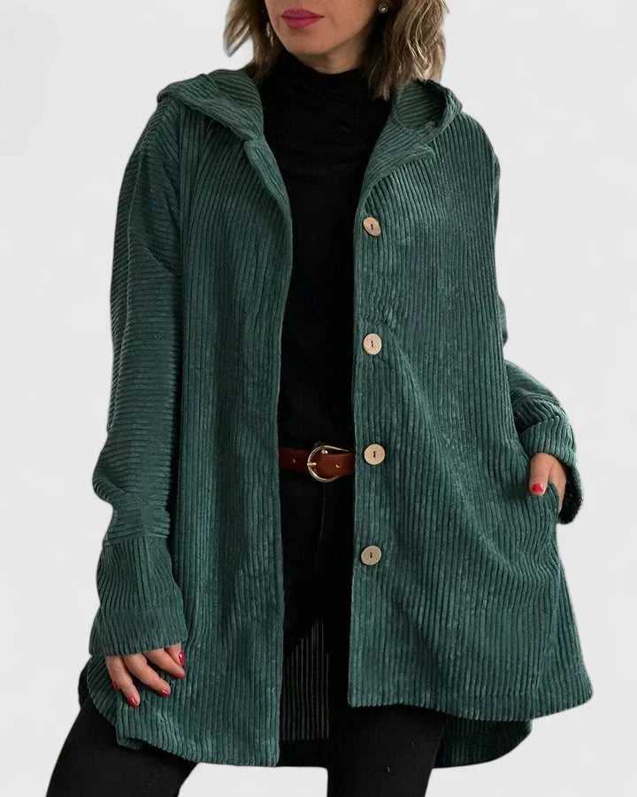 Veste à Capuche en Côtelé pour Femme – Manteau Décontracté Premium à Coupe Relax