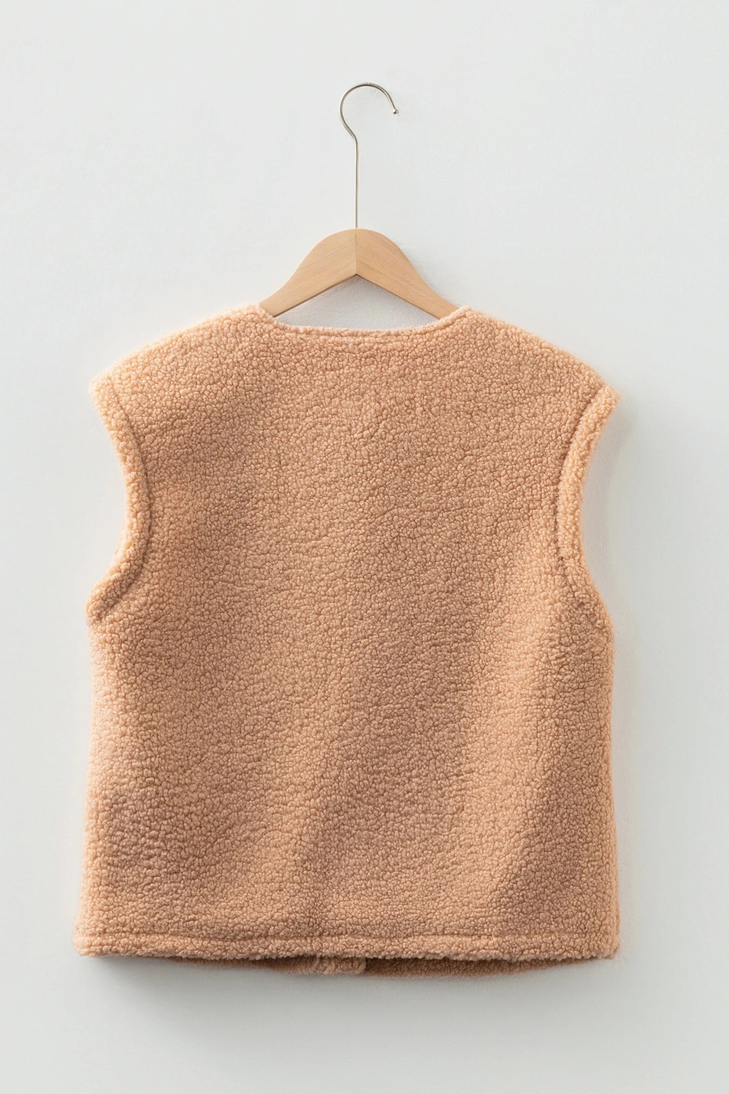 Gilet teddy beige premium pour femme – Gilet confortable à boutons