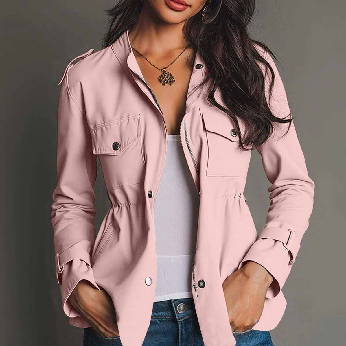 Fitted women’s windbreaker with pockets – Lightweight urban style