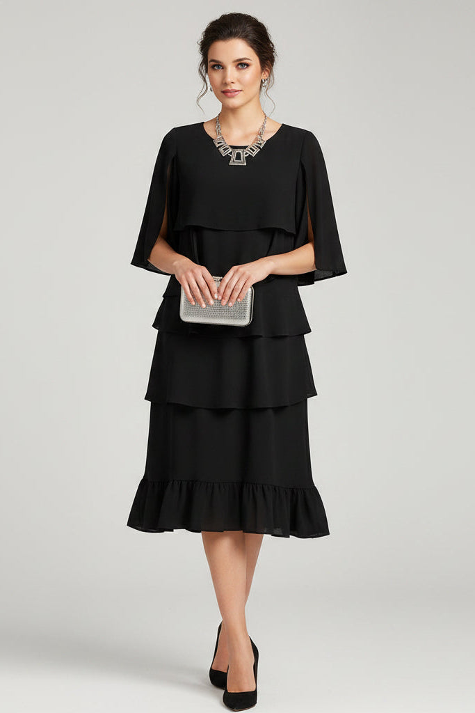 Women's midi dress with ruffles - Elegant and timeless