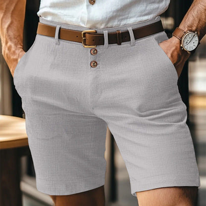 Short homme en lin boutonné – Pantalon court léger respirant uni idéal pour l'été