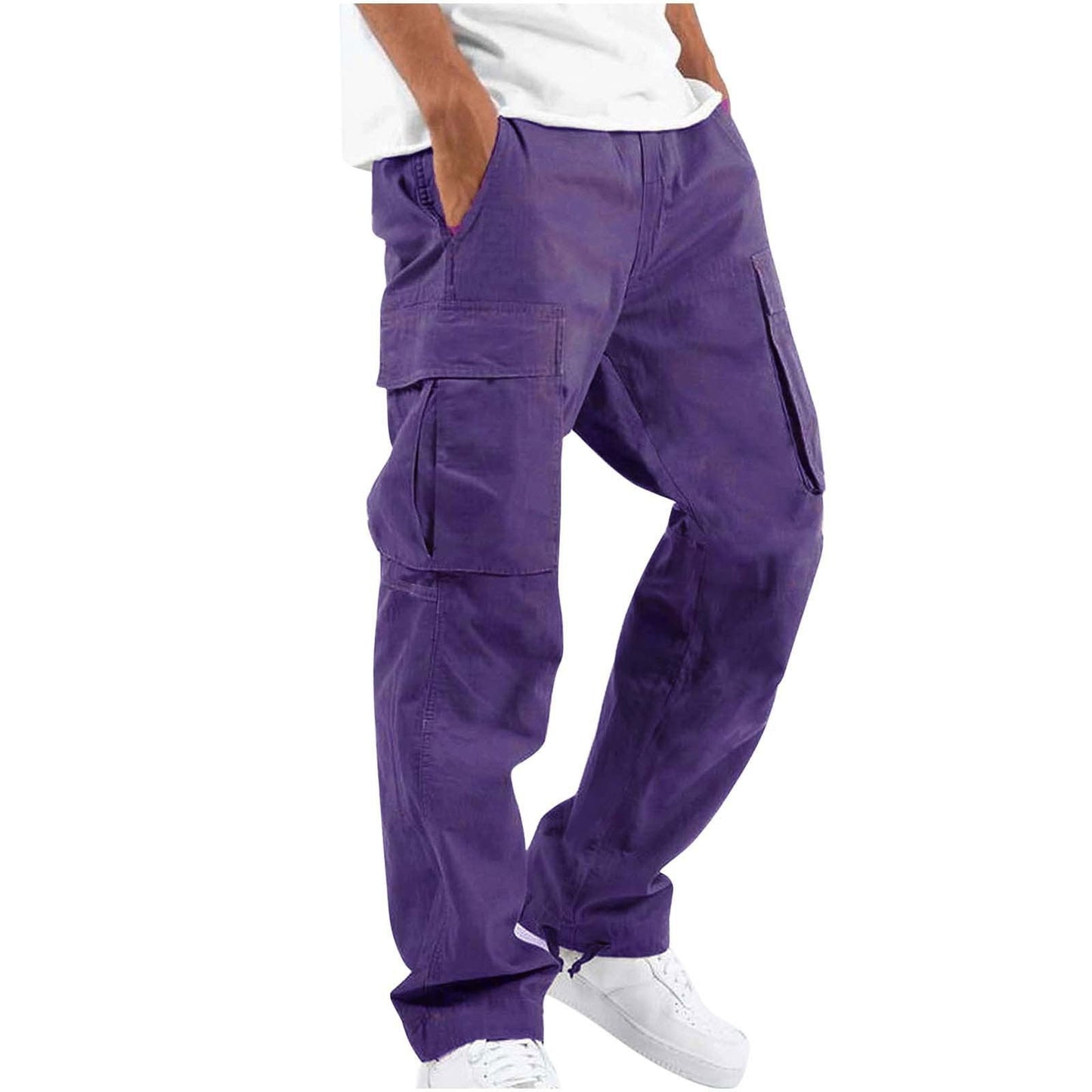 Pantalon Cargo Homme Coupe Ample à Jambes Larges – Pantalon Décontracté en Coton Mélangé