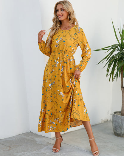 Robe Fleurie Polyvalente en Mousseline pour Femme – Style Élégant à Col Rond