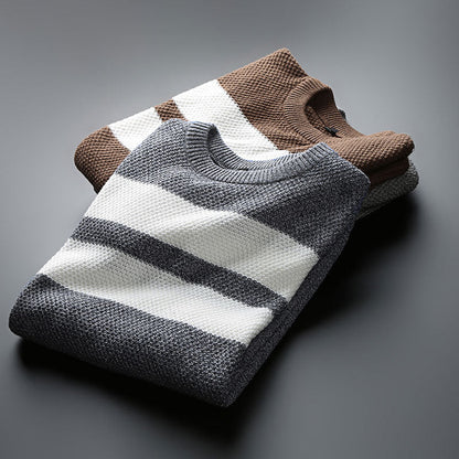 Pull ras du cou à rayures pour homme – Tricot confortable et élégant