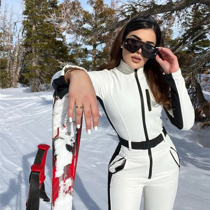 Combinaison de Ski Taille Haute pour Femme – Combinaison Hivernale Isolée Fermeture Éclair