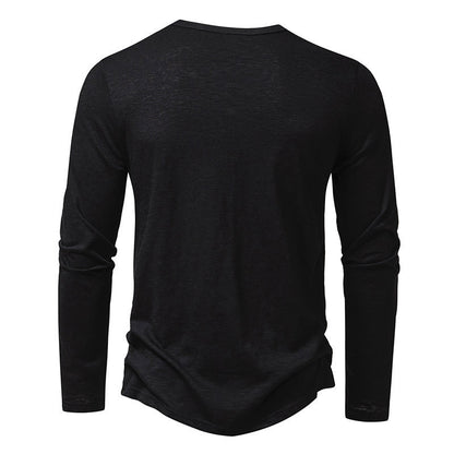 T-shirt Henley Décontracté à Manches Longues Homme – Style Boutonné Moderne