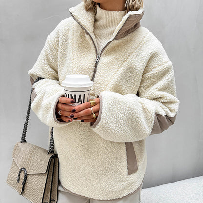 Pull Doux en Laine Polaire pour Femme à Revers – Coupe Ample et Chaleur Confortable