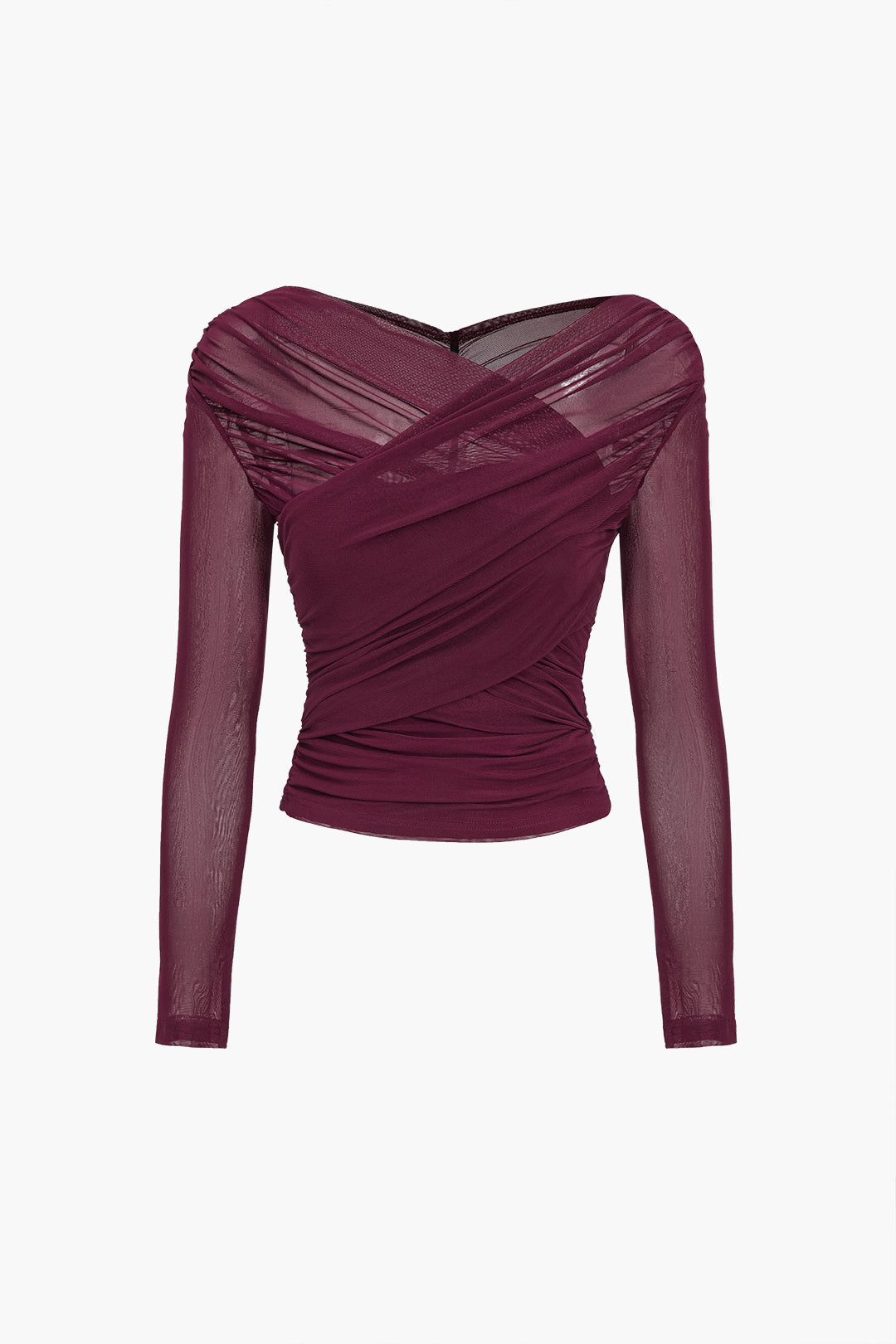 Chemisier drapé en maille pour femme – Manches longues, style élégant et décontracté pour le travail
