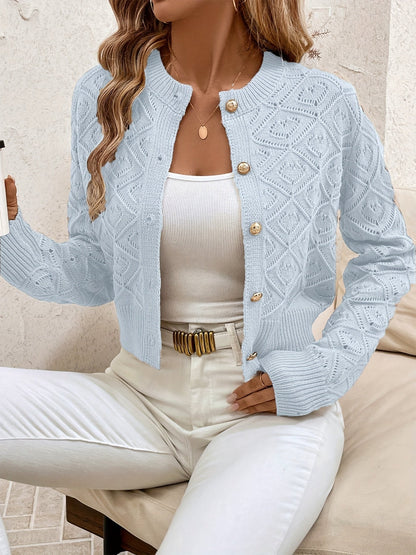 Cardigan femme boutonne ajoure - Elegant et leger