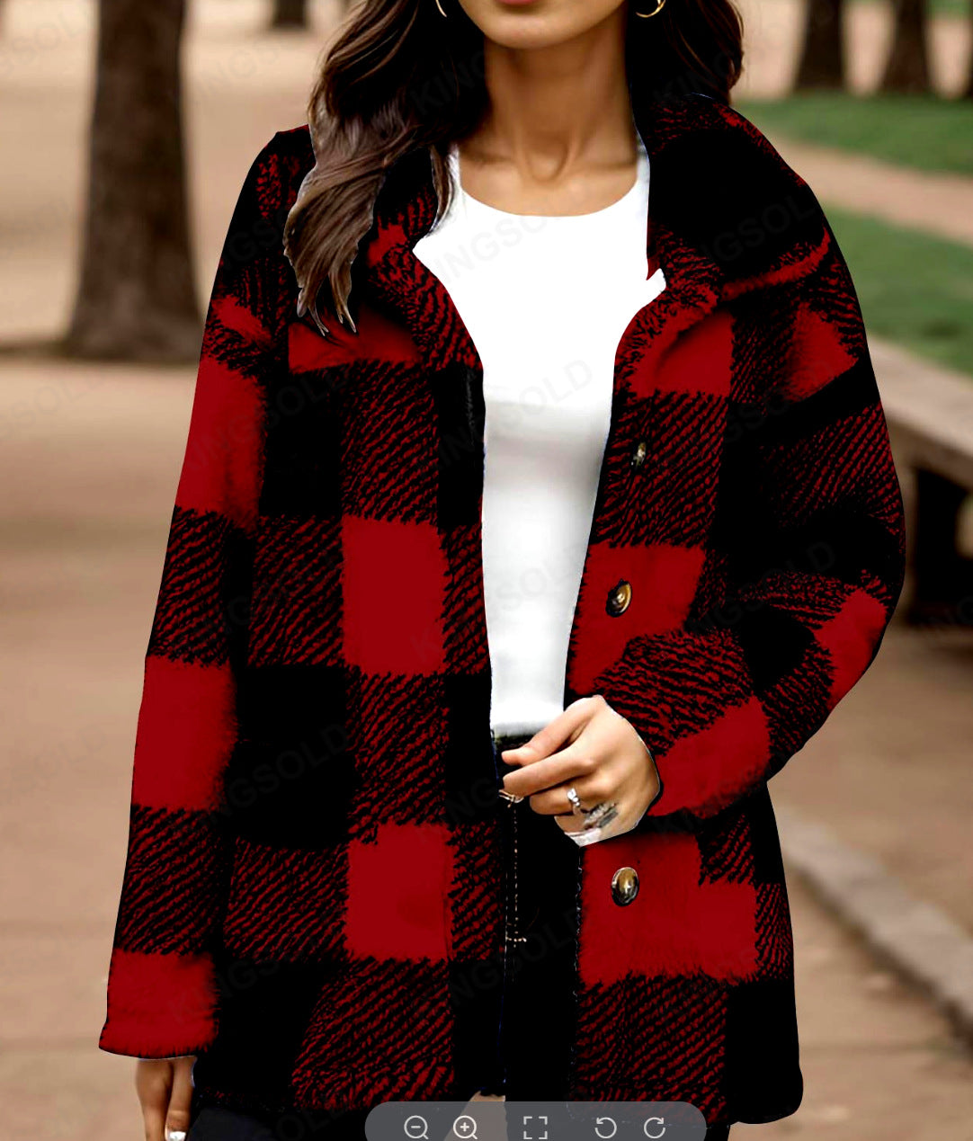 Women's plaid plush coat - Warm and practical