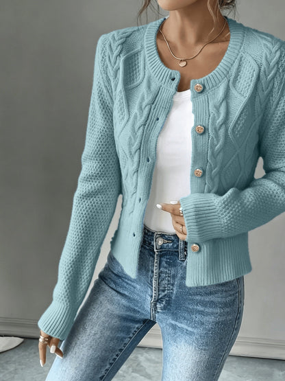 Cárdigan de punto trenzado para mujer con botones - Elegante y suave