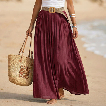 Abito maxi donna svasato con vita morbida stile spiaggia
