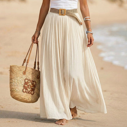 Abito maxi donna svasato con vita morbida stile spiaggia