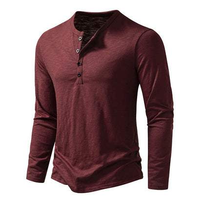T-shirt Henley Décontracté à Manches Longues Homme – Style Boutonné Moderne