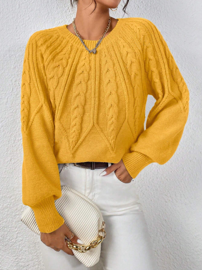 Women's crew-neck cable-knit sweater - Soft and versatile