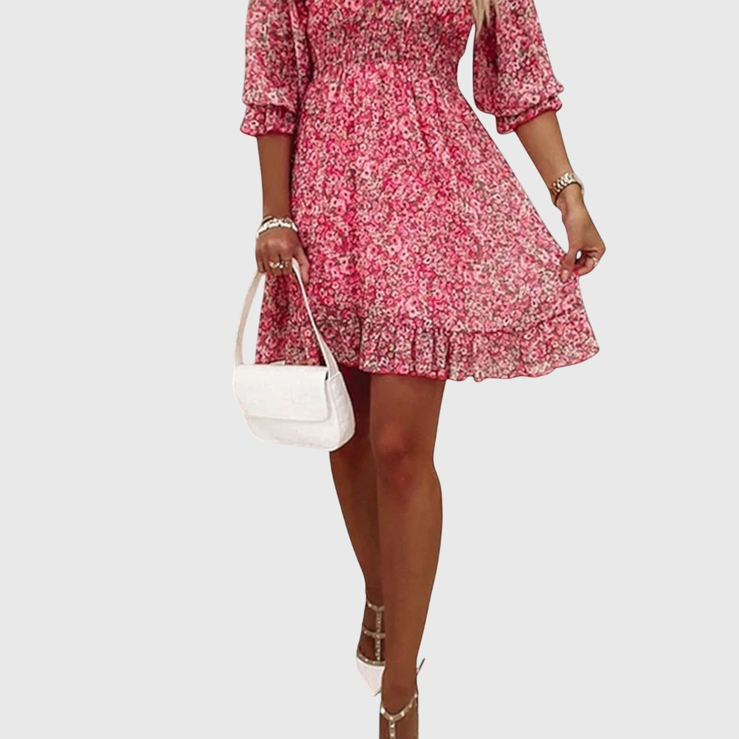 Robe Fleurie à Manches Bouffantes Elisa – Légèreté et Confort pour l’Été