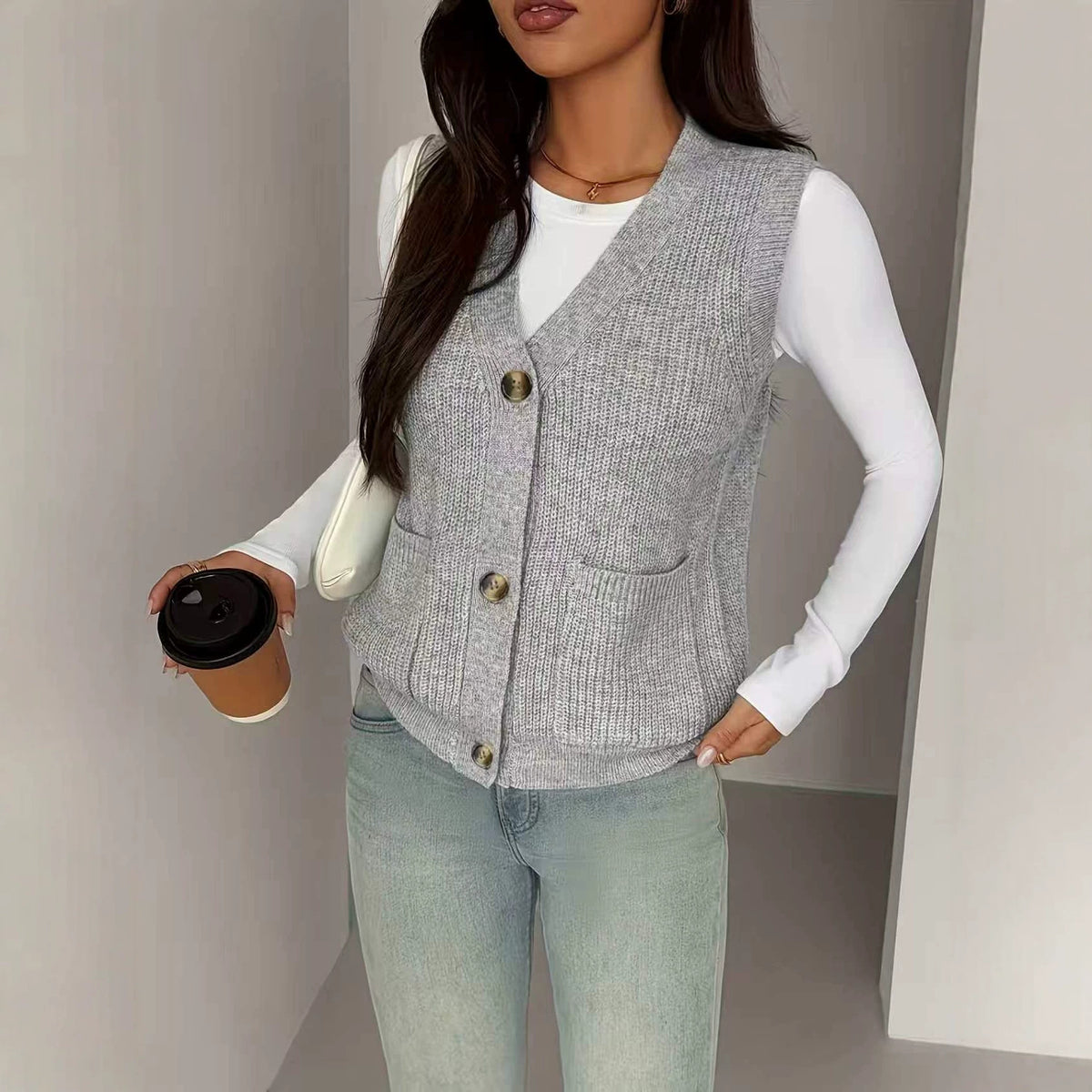 Gilet pull femme boutonne - Ample et confortable