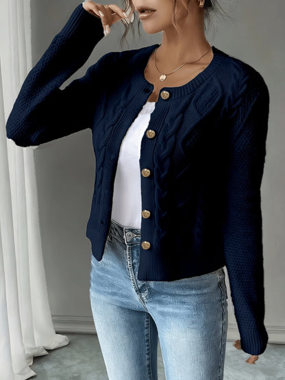 Cárdigan de punto trenzado para mujer con botones - Elegante y suave