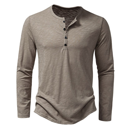 T-shirt Henley Décontracté à Manches Longues Homme – Style Boutonné Moderne