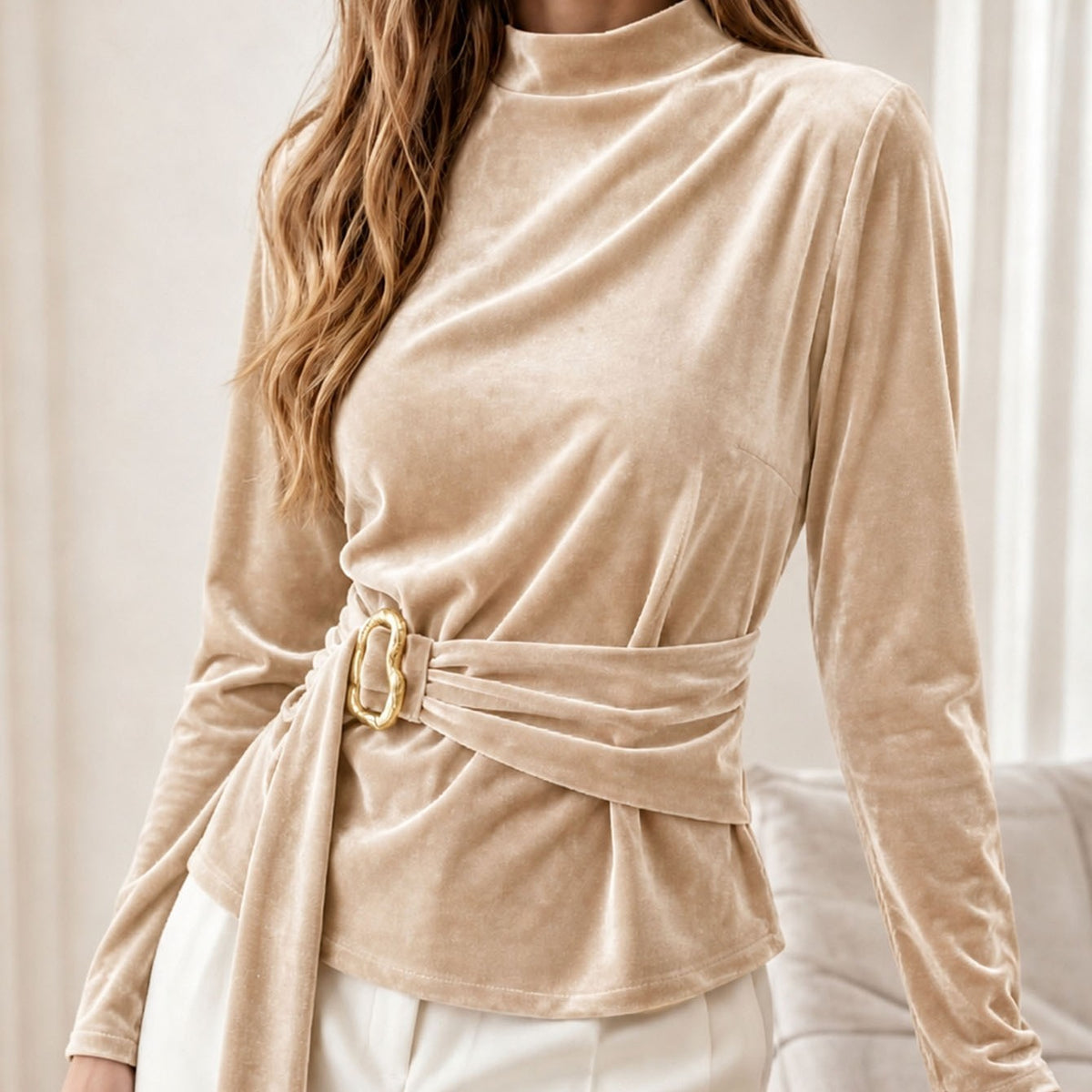 Maglia da donna in poliestere a maniche lunghe - Semplice e versatile
