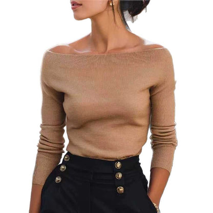 Maglione da donna in maglia con spalle scoperte - Morbido e moderno