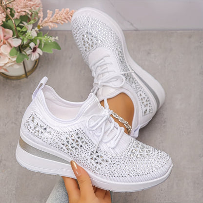 Baskets Orthopédiques Femme avec Soutien de la Voûte Plantaire et Strass – Confortables et Légères