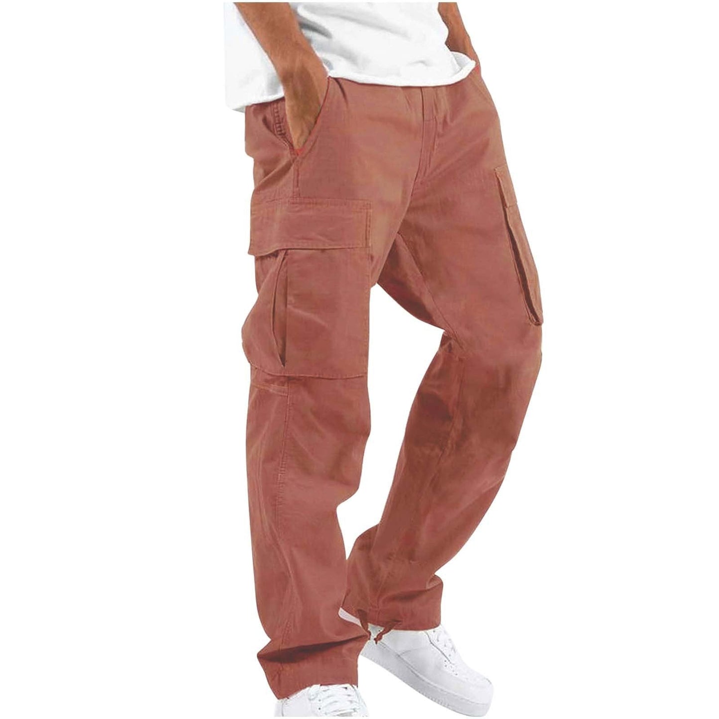 Pantalon Cargo Homme Coupe Ample à Jambes Larges – Pantalon Décontracté en Coton Mélangé