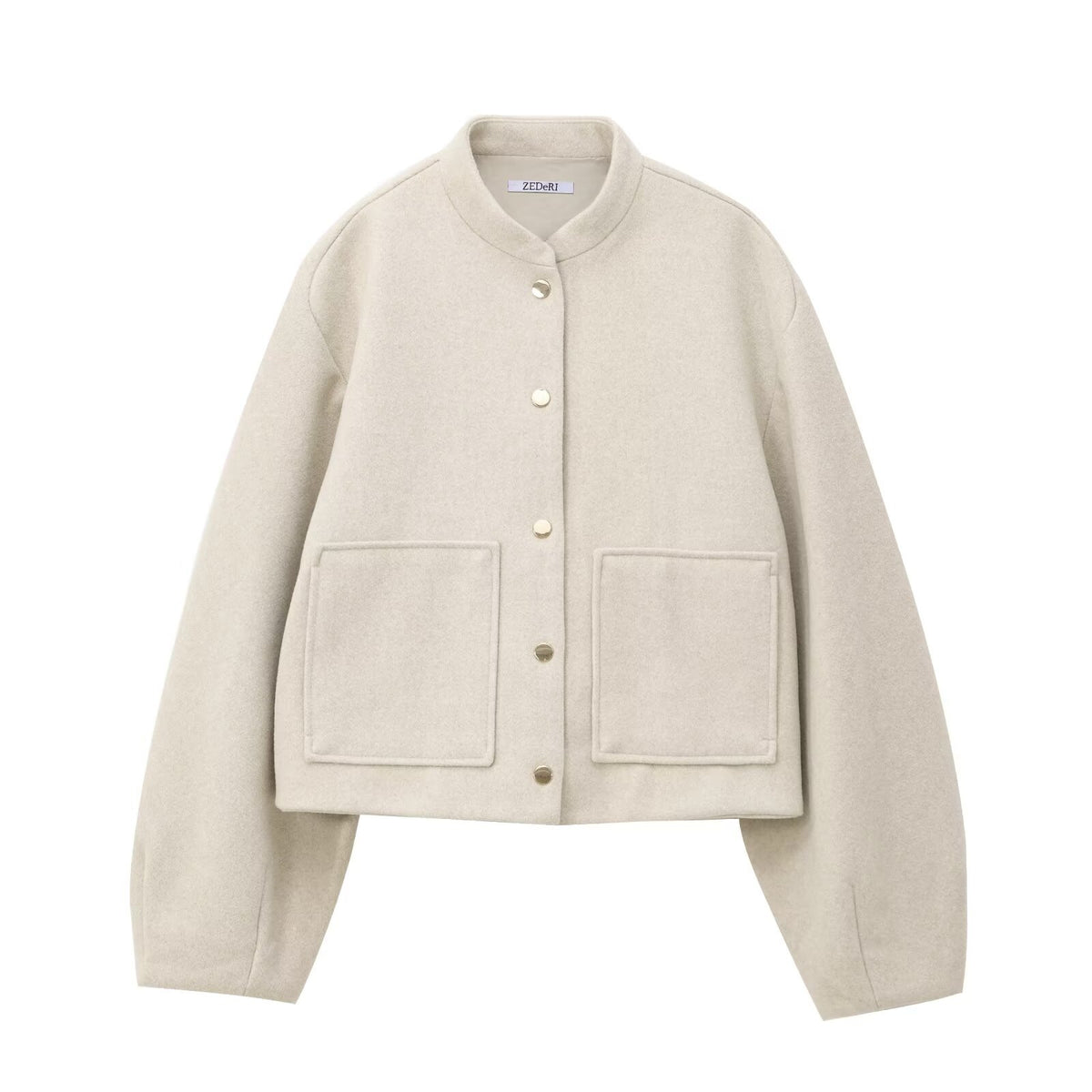 Loose women's shirt jacket with button fastening - Simple and casual