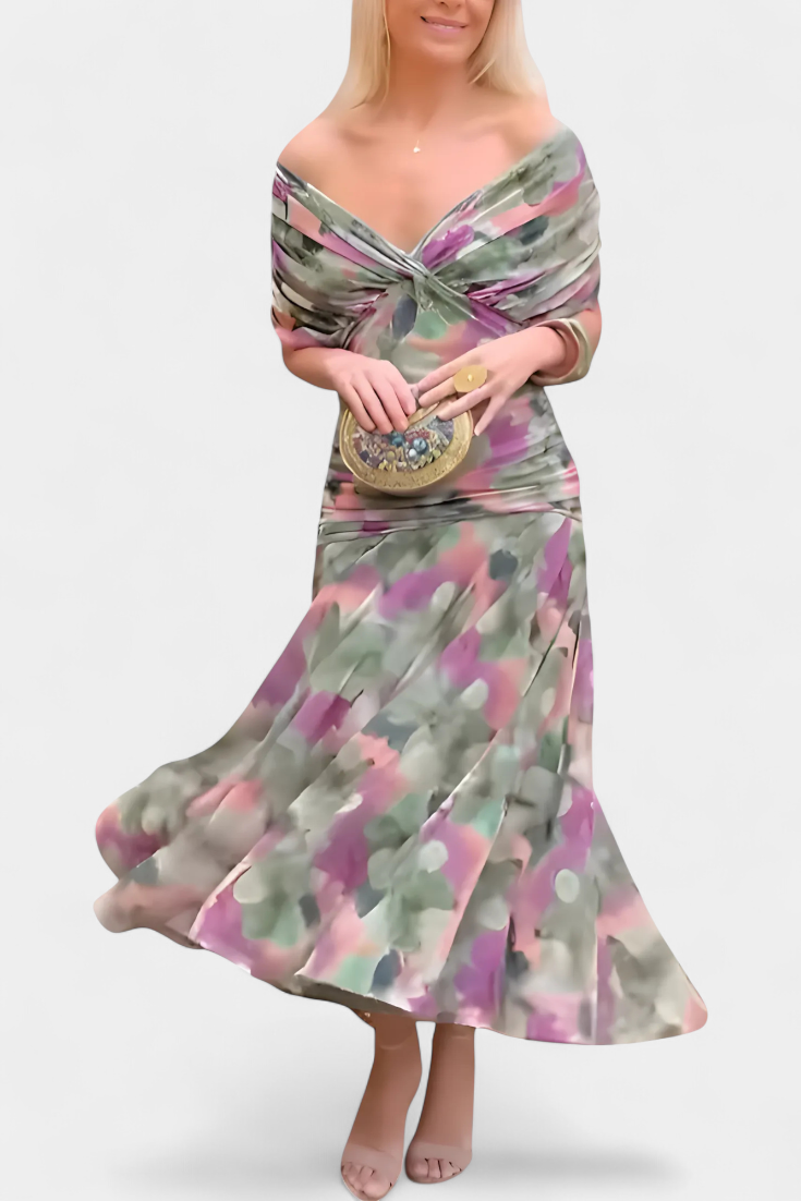 Long V-neck floral dress for women – An elegant and flowing outfit