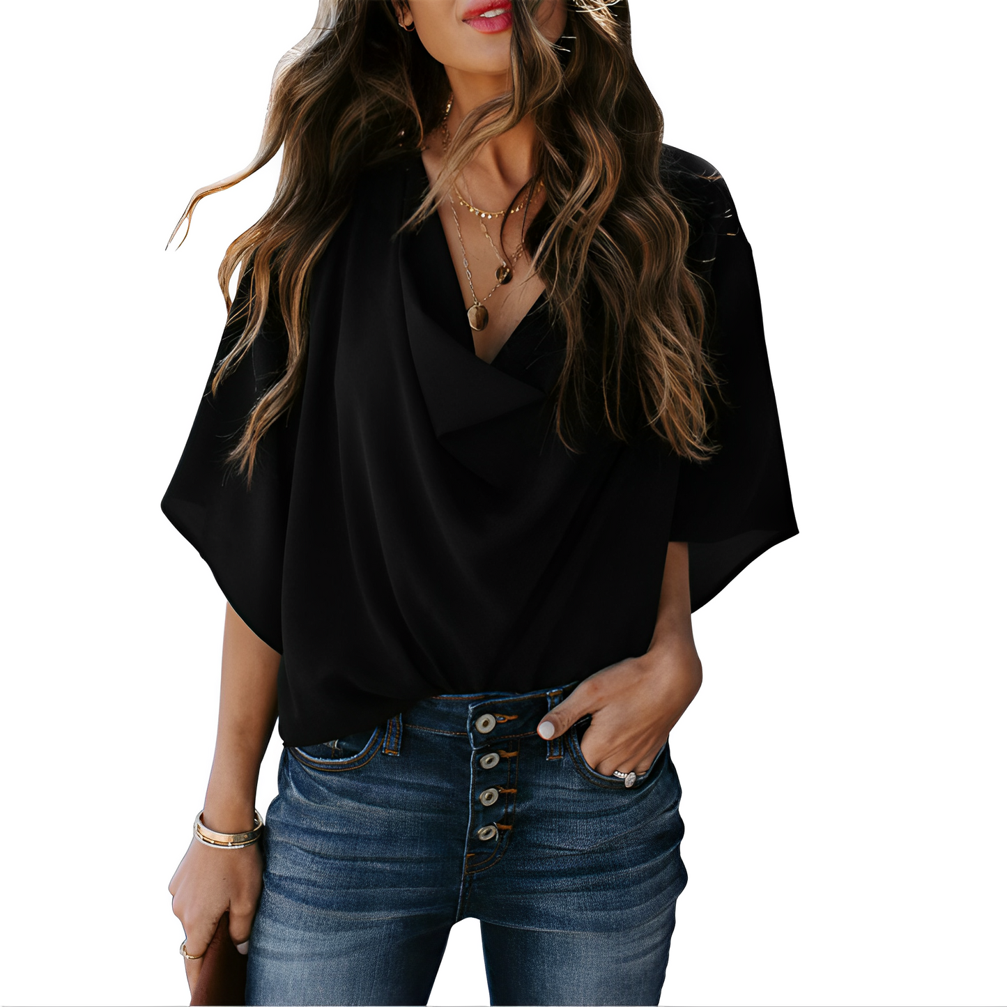 Blouse femme ample col en V - Legere et fluide