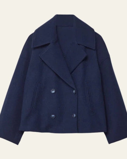Manteau court femme croise en laine - Minimaliste et elegant