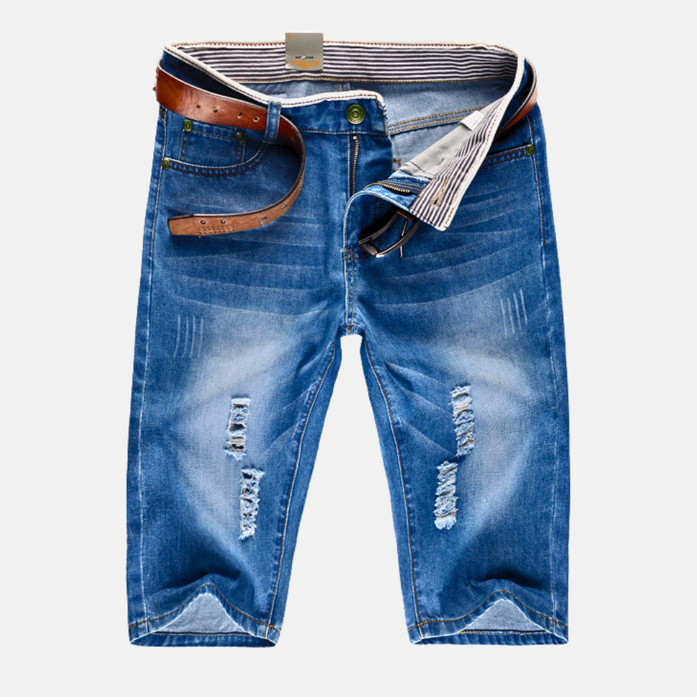 Short en jean structuré décontracté pour homme – Classique, détails déchirés