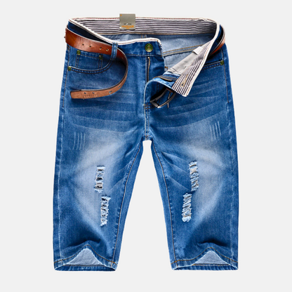 Short en jean structuré décontracté pour homme – Classique, détails déchirés