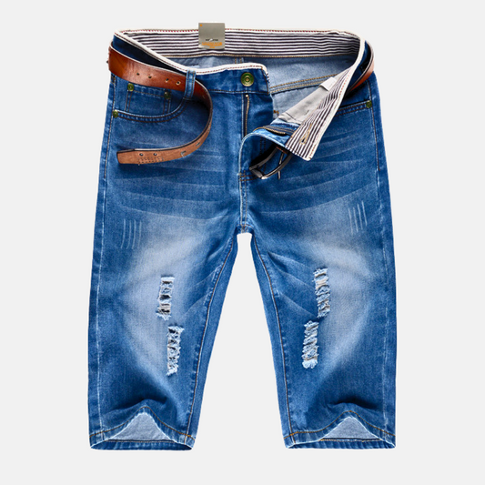 Short en jean structuré décontracté pour homme – Classique, détails déchirés