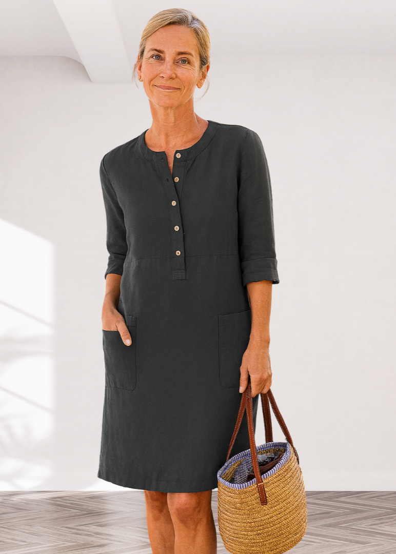 Robe Midi Classique Décontractée Femme – Coupe Ample avec Poches