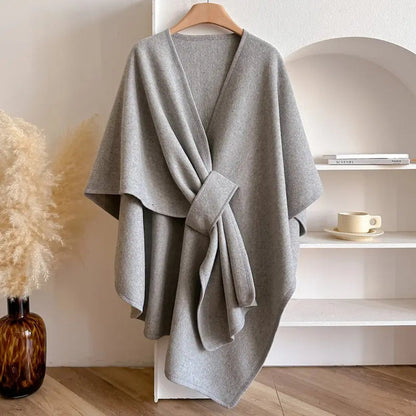 Manteau Cape Femme Élégant Poncho Hiver Coupe-Vent – Veste Chaude Surdimensionnée à Manches Longues Style Châle Doux et Chic pour Temps Froid