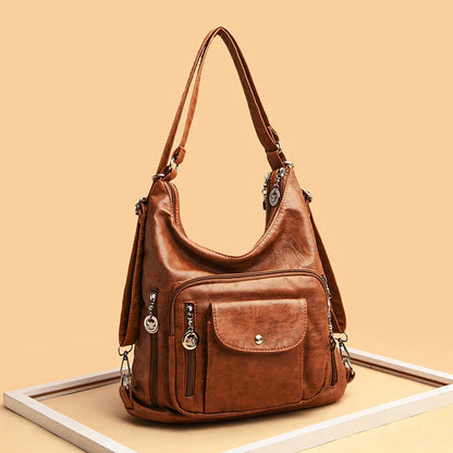 Sac à Épaule Spacieux en Cuir Souple pour Femme – Sac à Main Multi-Poches