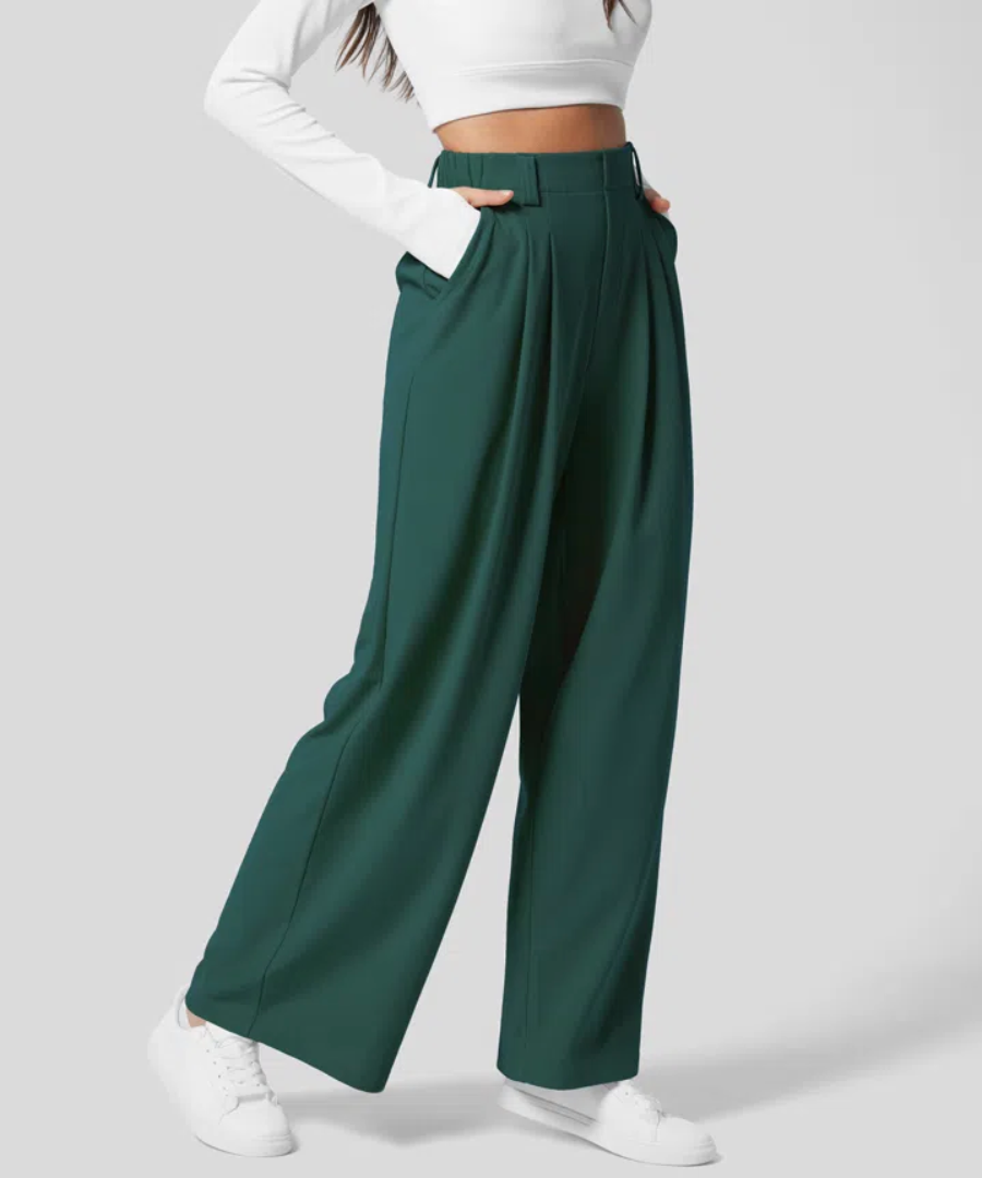 Pantalon Élégant Taille Haute et Élastique pour Femmes