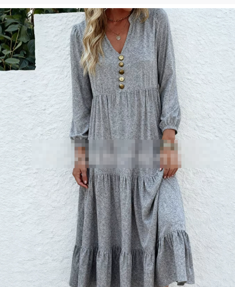 Robe Midi Femme à Manches Longues et Col Rond – Élégante et Flatteuse