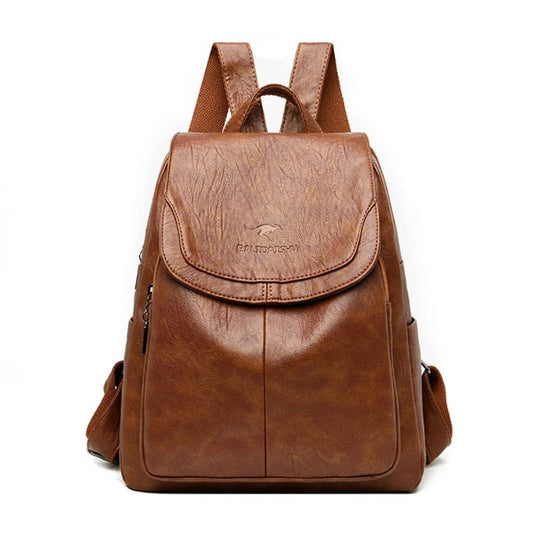 Sac à dos sécurisé en cuir pour femme