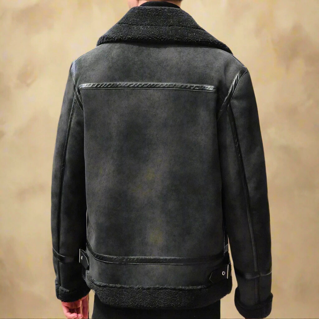 Manteau d’Hiver en Suède Premium pour Homme Ceinture – Manteau Chaud eStylé