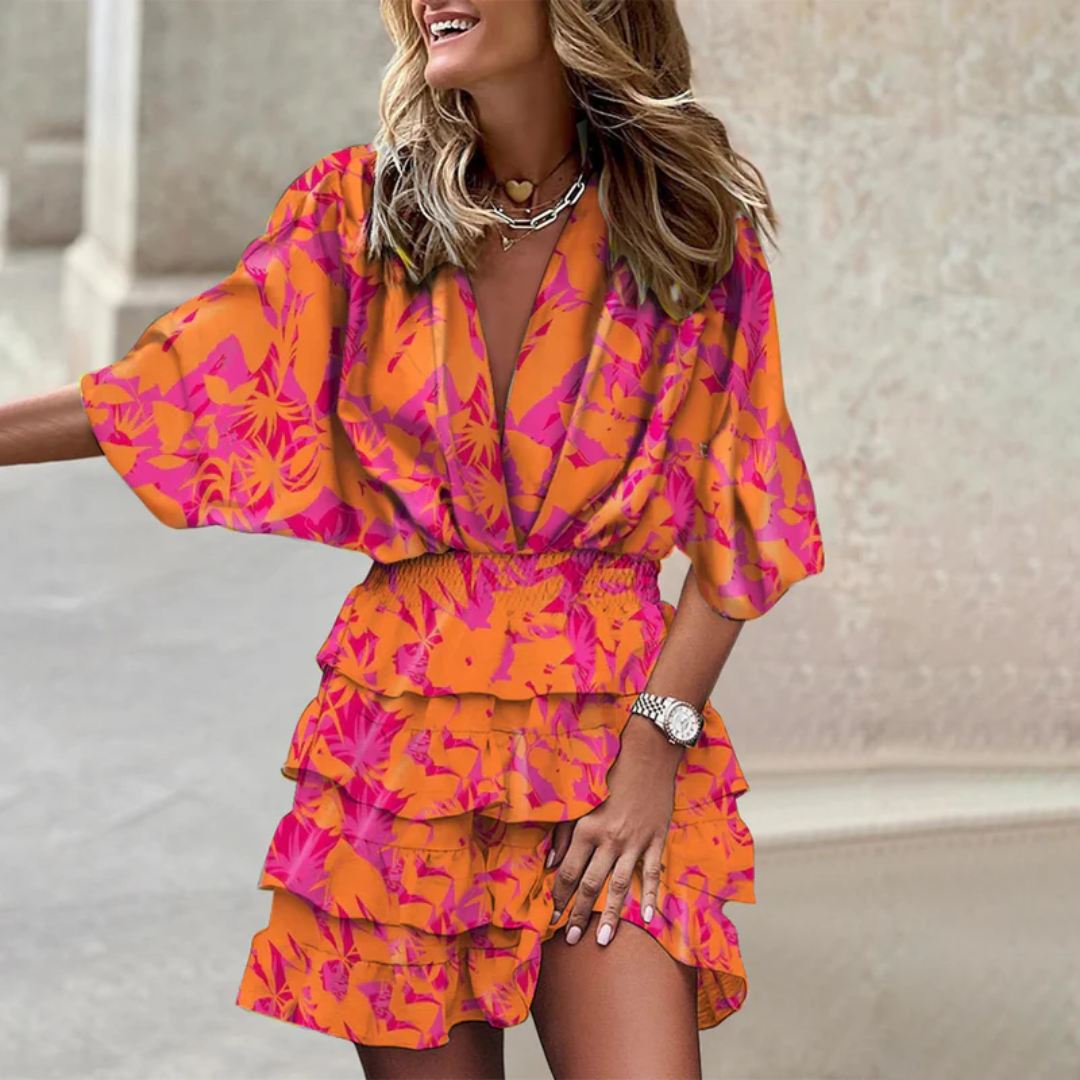 Robe bohème légère femme – Coupe fluide à manches amples et motifs colorés