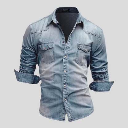 Chemise ajustée légère en jean à boutons homme – Style classique au quotidien