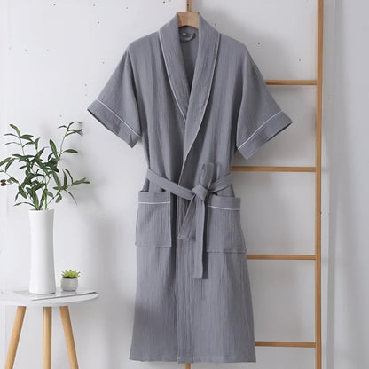 Peignoir d'Été en Coton à Manches Mi-Longues
