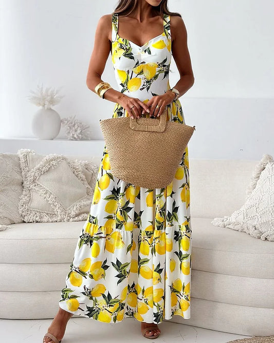 Femme élégante jaune florale pour invitées de mariage maxi Robe – Rayonnement
