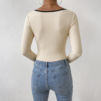 Women’s knitted long-sleeve jumpsuit – Casual and comfortable